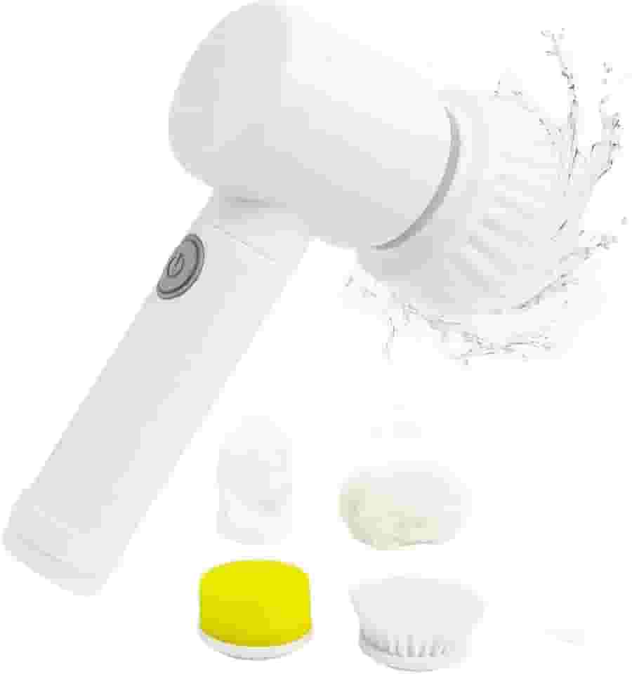 Escova Elétrica de Limpeza Giratória Sem Fio e Recarregável USB, Esfregão Rotativo Multifuncional para Limpeza Profunda de Banheiro, Cozinha, Rejunte, Pia, Vidro e Carro