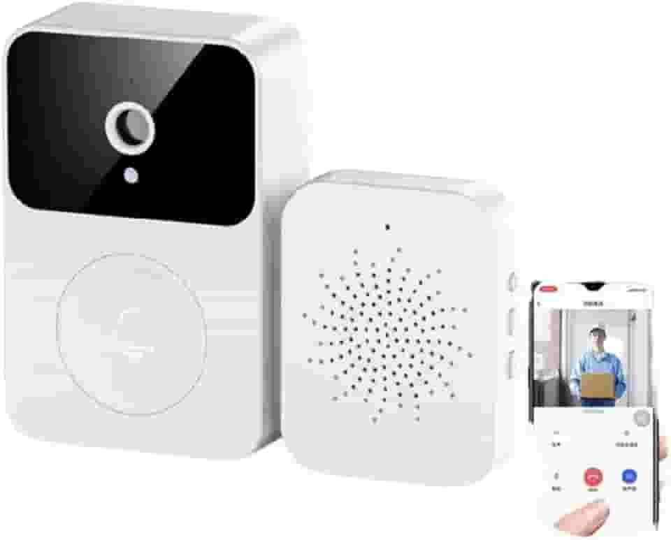 Interfone Inteligente com Câmera e Áudio Wi-Fi, Visão Noturna, Sem Fio