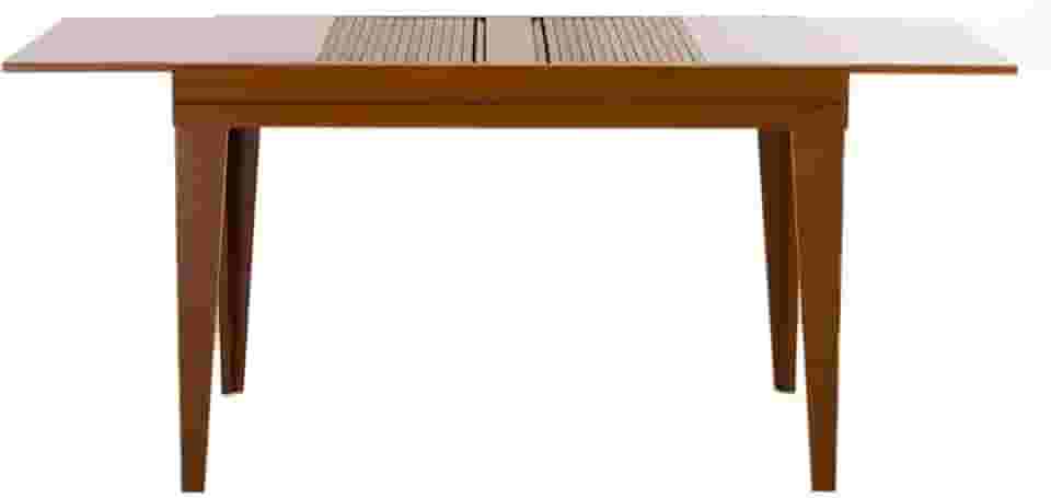 Mesa de Jantar Retangular Extensível com Tampo de Vidro Genova Off White e Mel