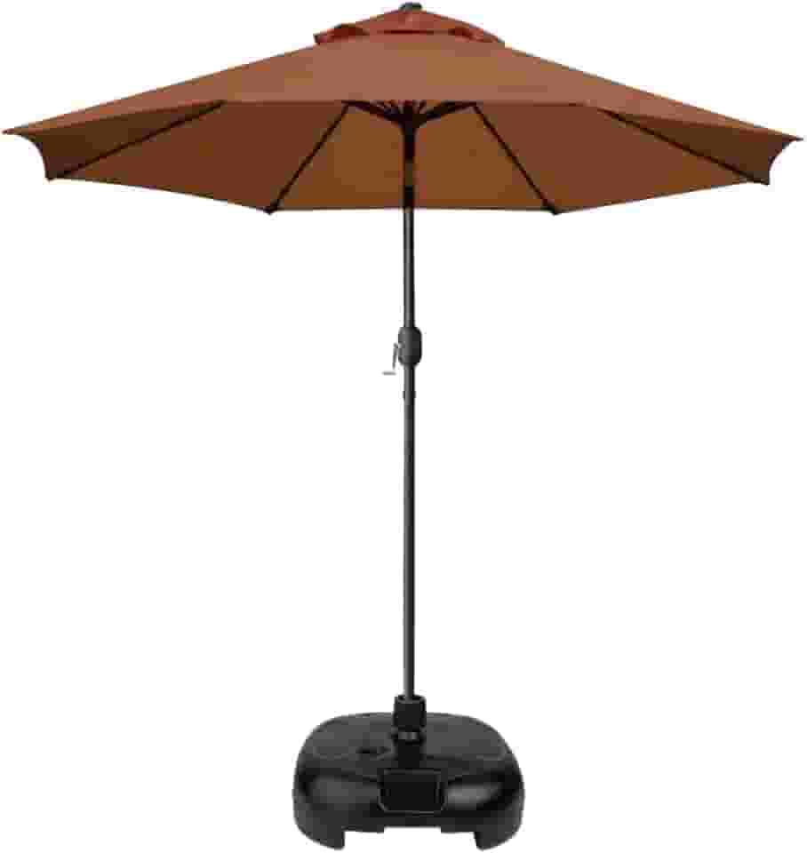 Kit Ombrelone Guarda Sol 3m Com Manivela Articulado Maresias Marrom Com Base Plástica Preta