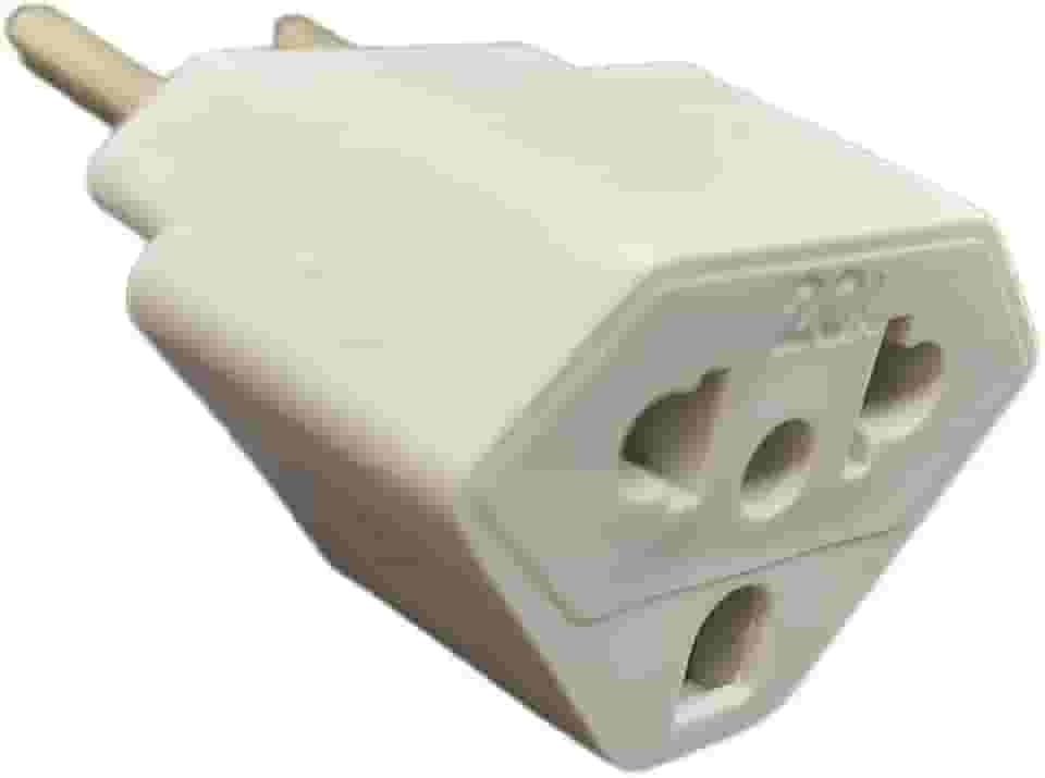 Adaptador de Tomada Universal 10A e 20A 2 Polos Padrão Brasileiro e Americano - Branco
