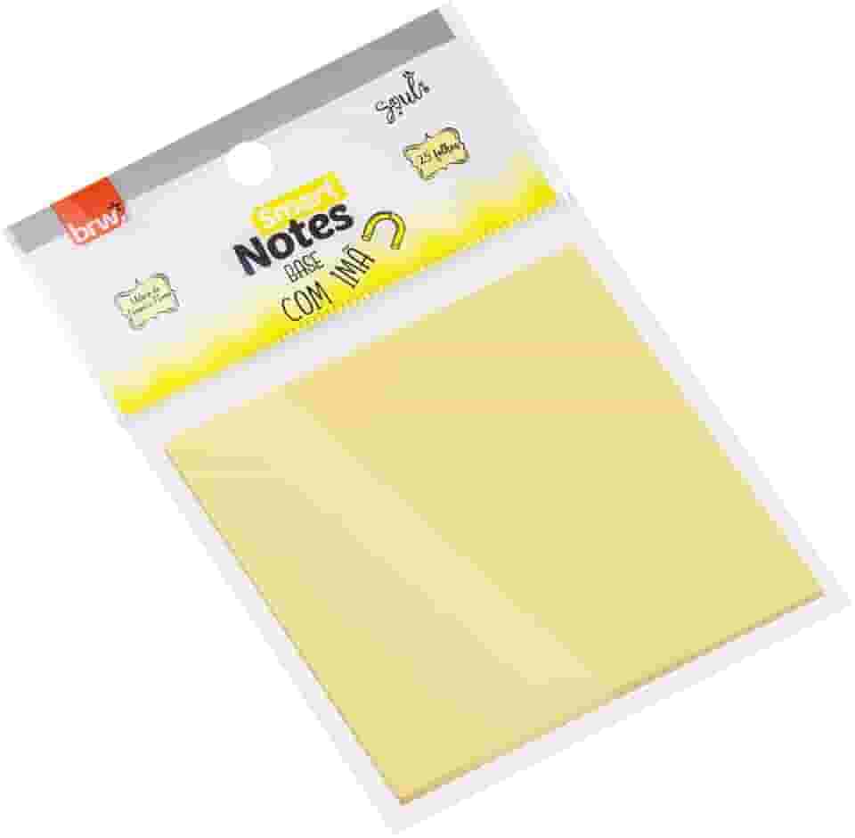 BRW Bloco Adesivo Smart Notes 76x76mm Amarelo Pastel Base Imã 25 Folhas