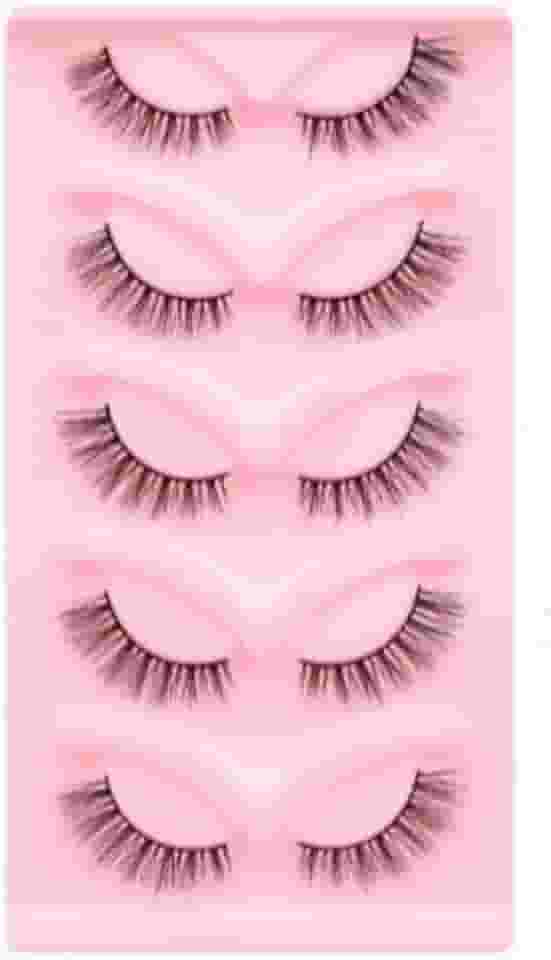 Kit 5 Pares De CíLios PostiçOs Olho De Gato 3d Mink - Full Strip E Meia ExtensõEs, Longos E Naturais(W89(meio cílios))