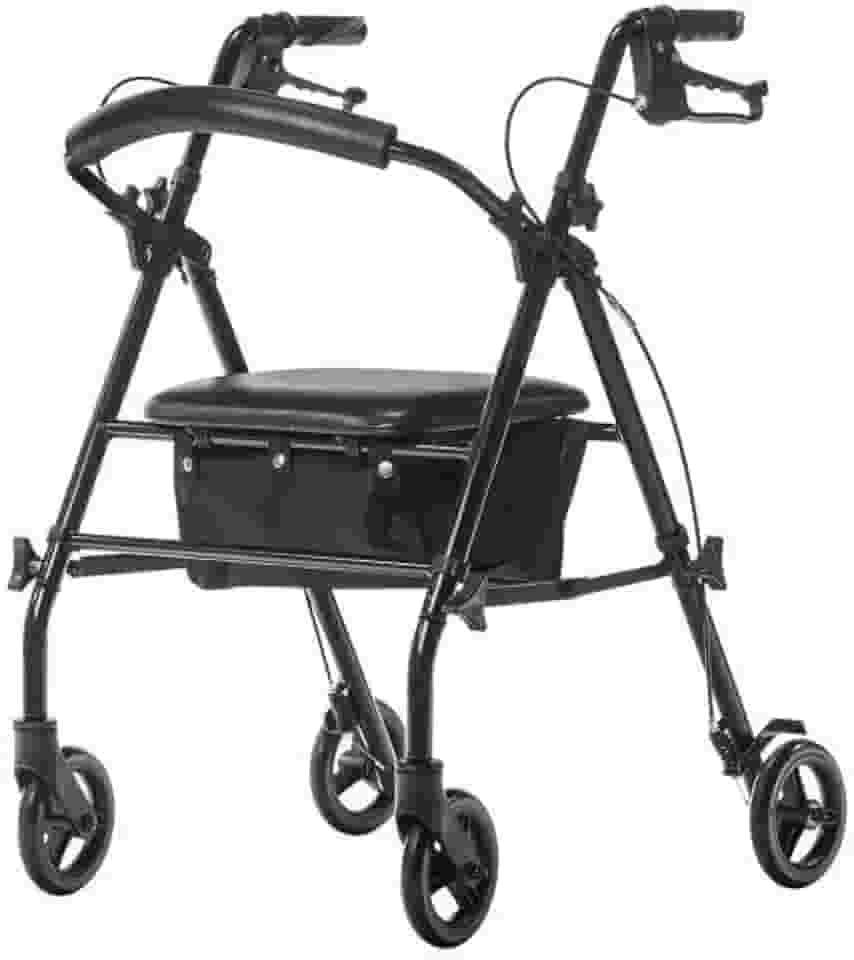 Andador em Aluminio com 4 rodas e assento, capacidade 100Kg - Mobil Saude