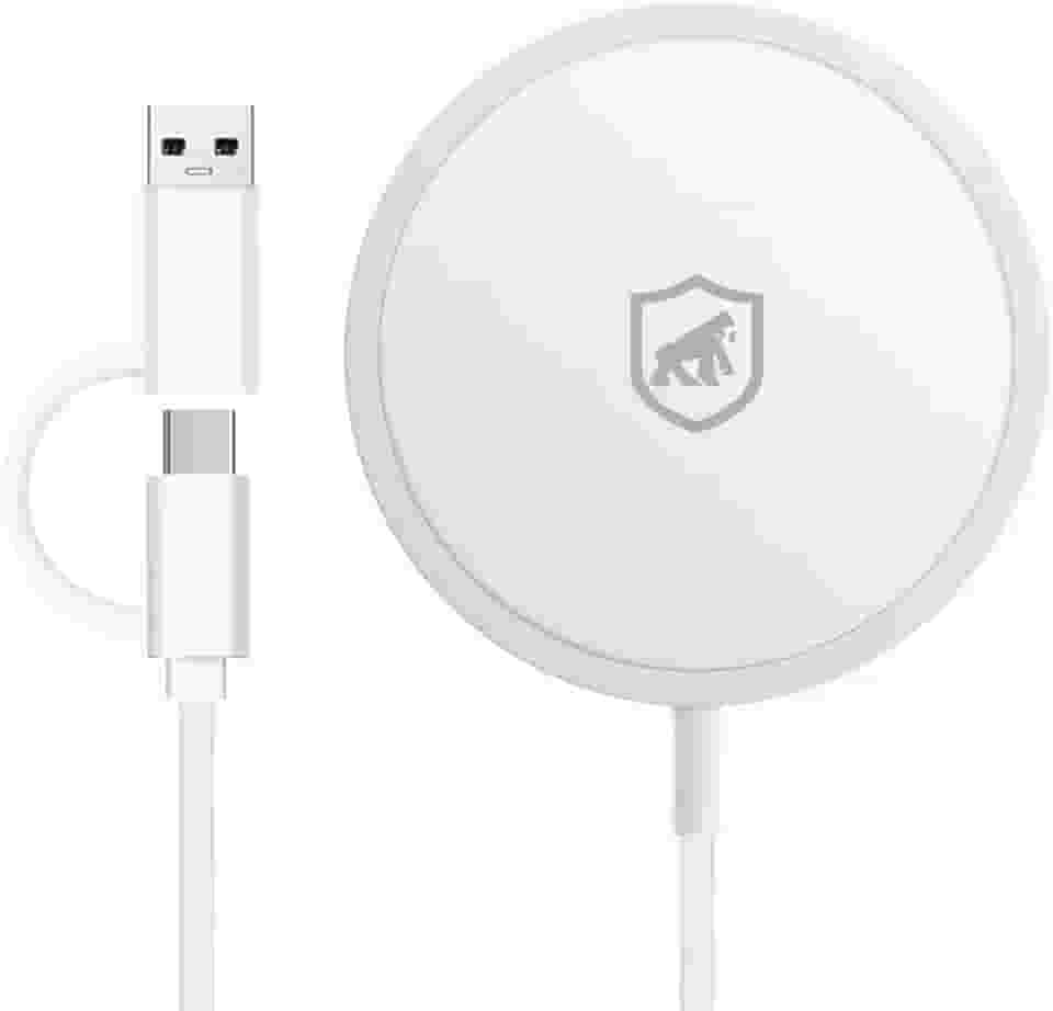 Gshield Carregador Por Indução Wireless Magnético Sem Fio Tipo C 15W, Compatível com MagSafe Carregamento Rápido 1M, Branco