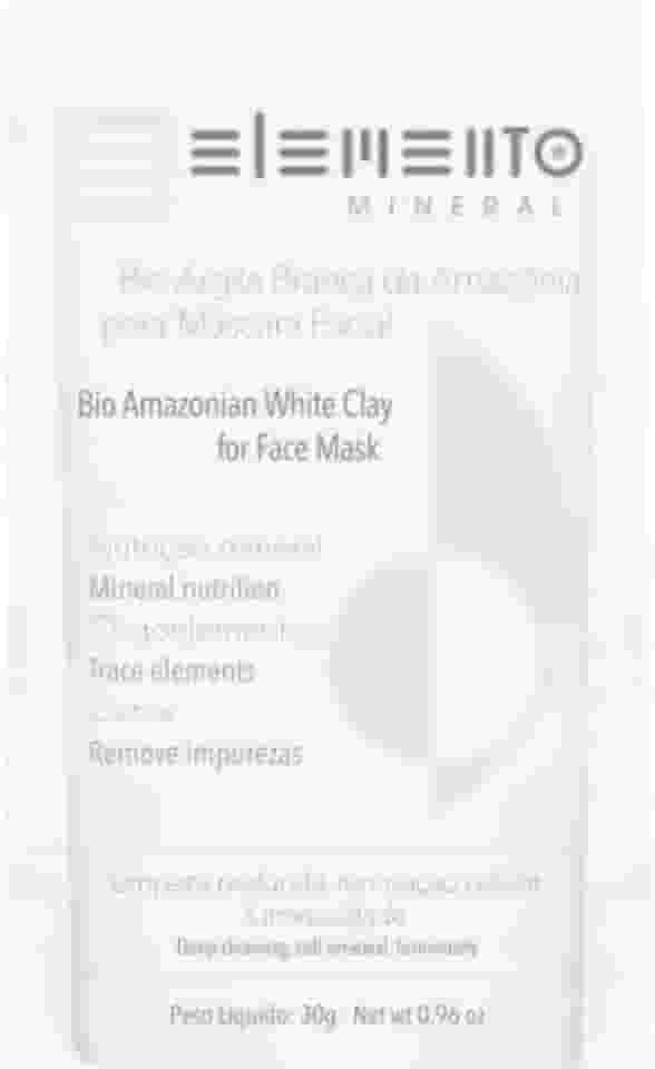 Elemento Mineral Máscara Facial Bio Argila Branca da Amazônia 30g Rica em Minerais pelas Águas dos Andes até Rio Amazona Limpeza Profunda Renovação Celular Luminosidade