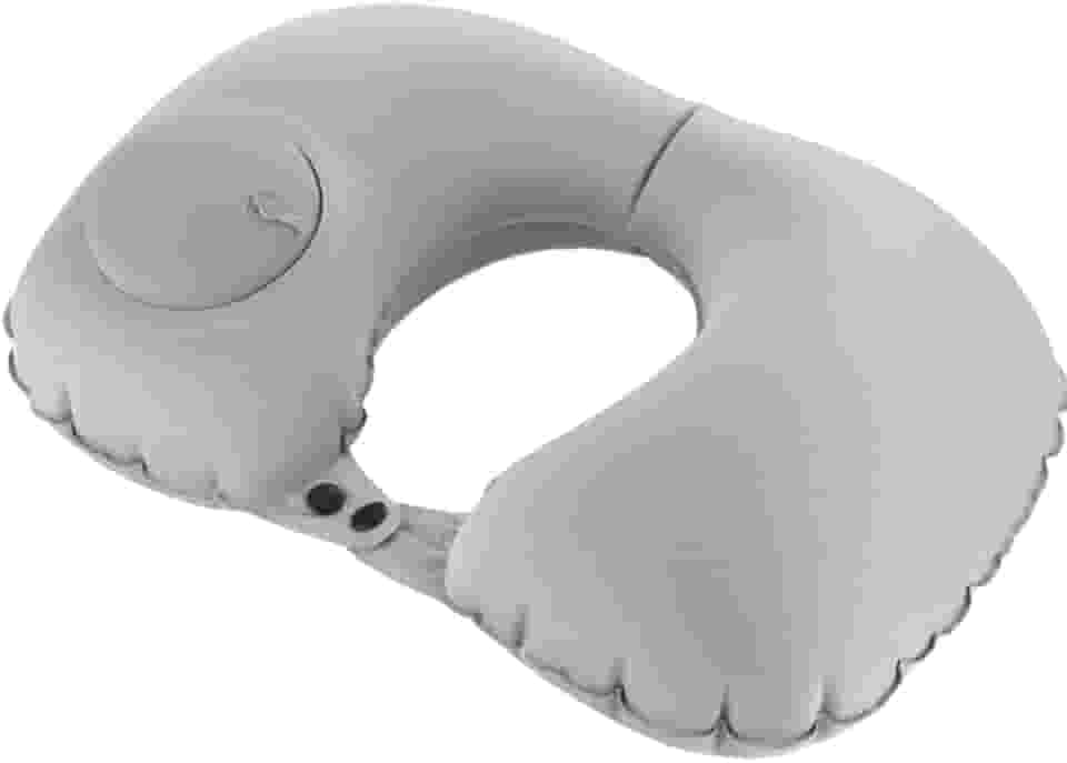 Almofada Inflável de Pescoço para Viagem, Travesseiro Portátil e Confortável para Avião, Carro e Relaxamento (Cinza)