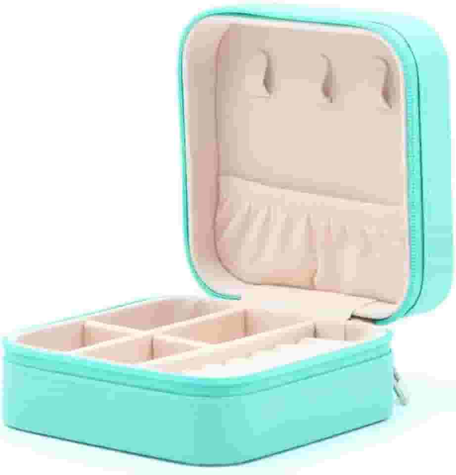 Estojo de joias de viagem - Presentes de agradecimento ao professor - Pequena caixa organizadora de viagem de joias essenciais de viagem presente de Natal para mulheres. Verde