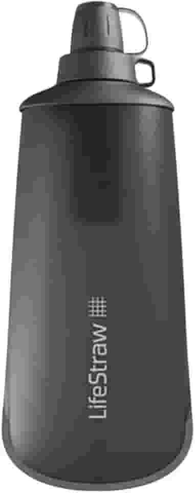 LifeStraw Peak Series – Sistema de filtro de água dobrável para garrafa de apertar – 650 ml para corrida em trilha, caminhadas, viagens, ciclismo e pesca, cinza escuro