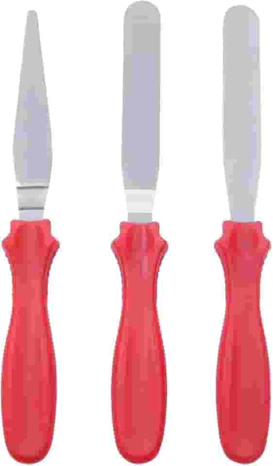 Mimo Style, Conjunto 03 de Espátulas para Confeitar de Aço Inox Vermelha