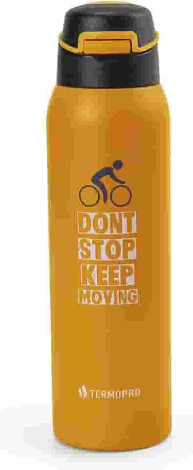 TERMOPRO Squeeze Térmico Laranja 450 ml Termopro Garrafa Aço Inox Sport Bike Fitness Bico Anatômico e Fast Click Bebidas Geladas 12h / Quentes 6h