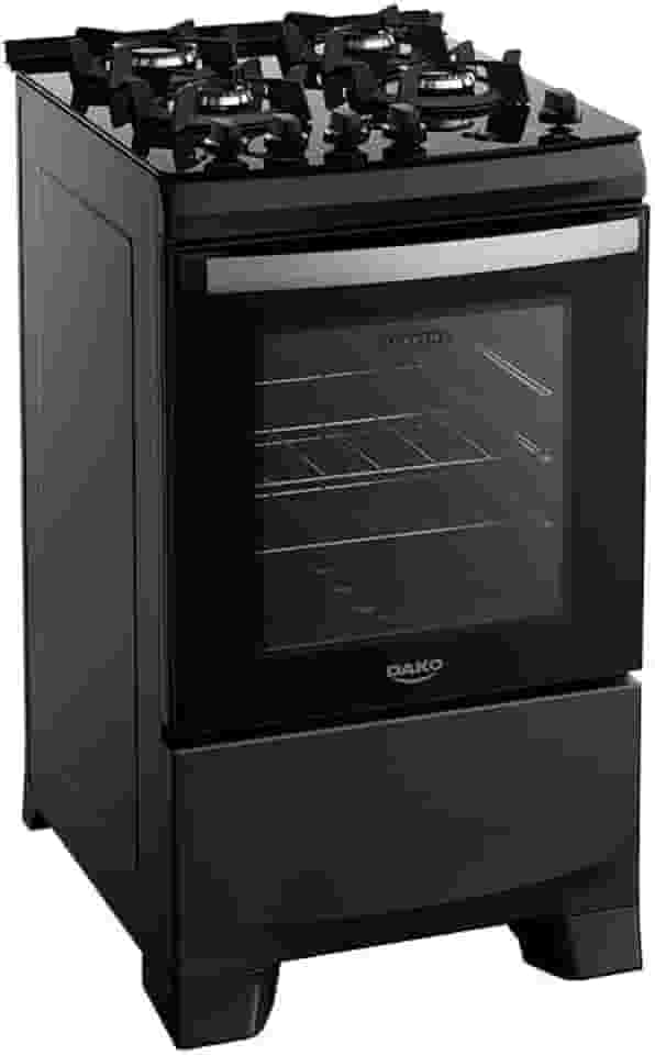 Fogão 4 Bocas Dako Supreme Glass Com Mesa Vidro Preto Bivolt