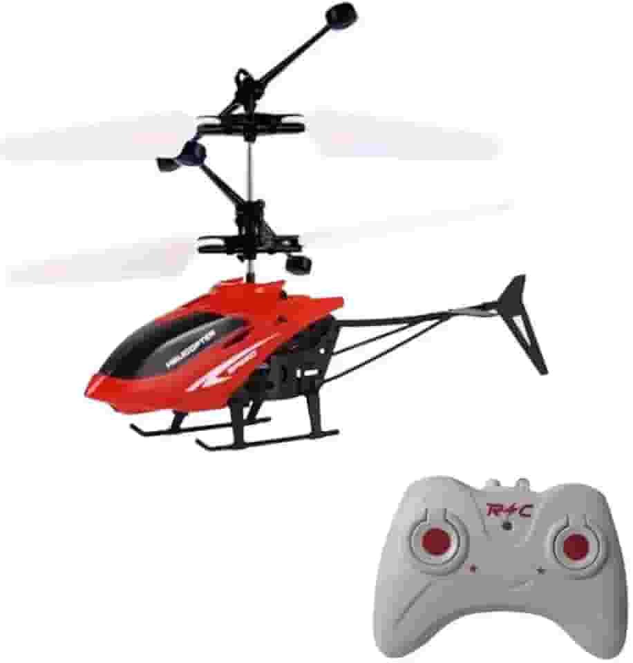Mini Helicóptero RC Recarregável com Controle Remoto para Crianças,Helicóptero Resistente a Quedas (Vermelho)