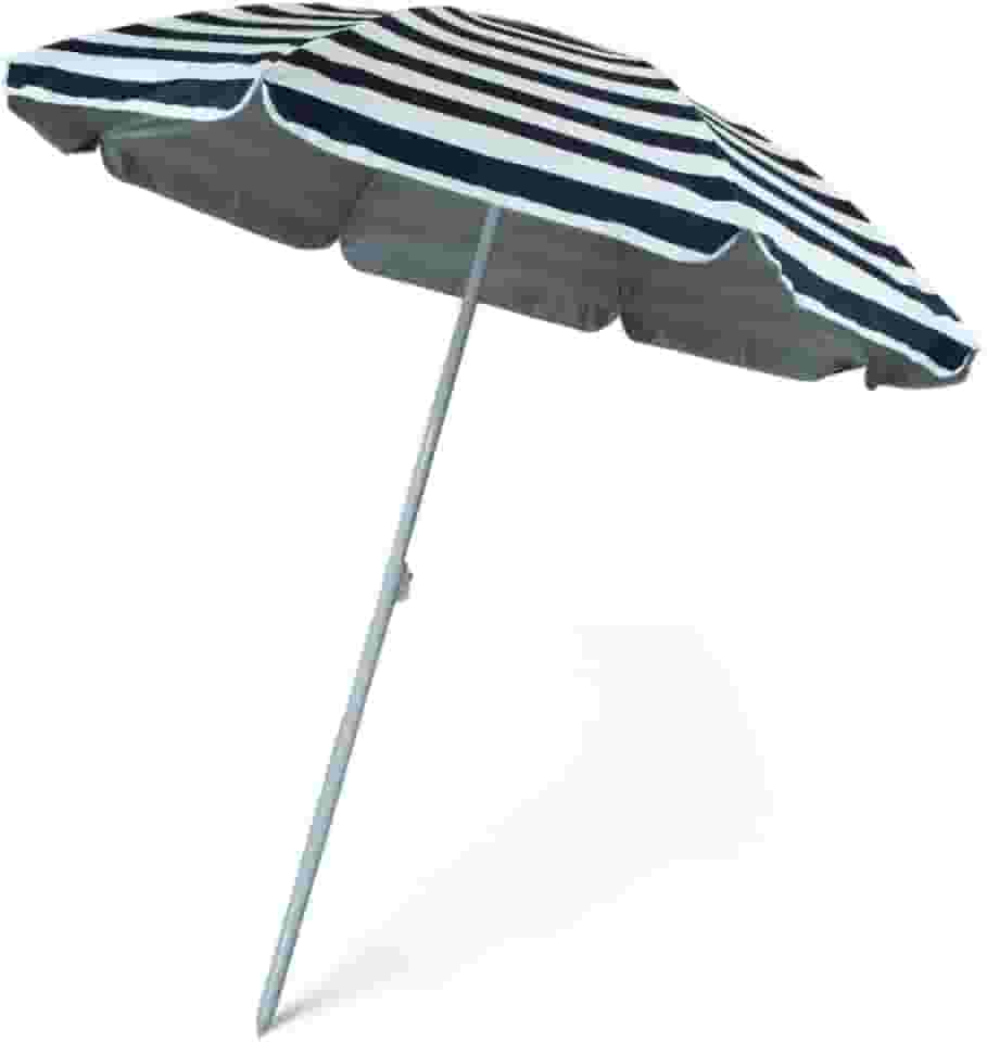 NTK, Guarda-Sol Solis Estrutura Aço e Fibra de Vidro 1,80m para Praia, Camping, Piquenique com Proteção UV 50+, Azul e Branco