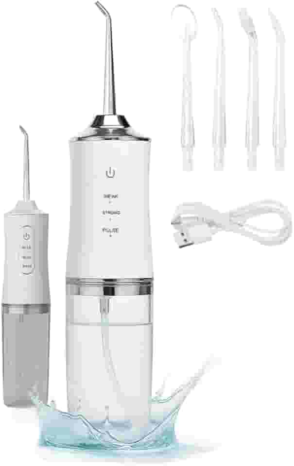 Irrigador Bucal Elétrico Recarregável Portátil para Limpeza Profunda | Irrigador Oral Jato d'Água para Gengiva e Dentes | Limpador de Dentes Profissional Supersônico com 3 Modos (branco)