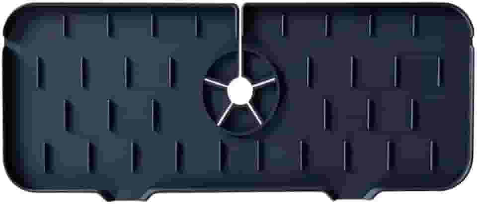 Tapete de Silicone para Pia Cozinha 37x14cm Antimofo, Ajustável, Lavável e à Prova d’Água (Preto)