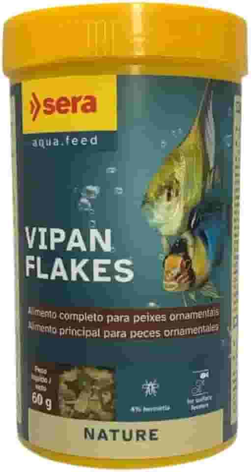 Sera Vipan Flakes Nature 60g/250ml Alimento Principal em Flocos para Peixes Tropicais em Aquários de Água Doce