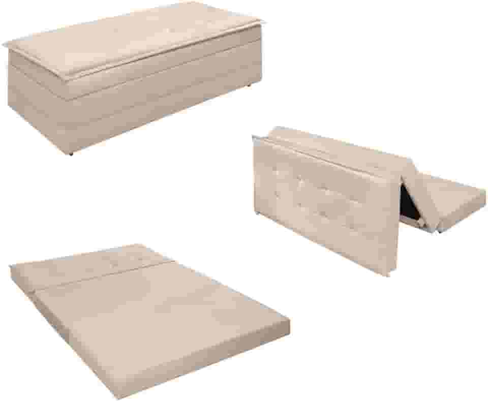 Puff Vira Cama Casal Para Descanso - Diversas Cores (Bege)