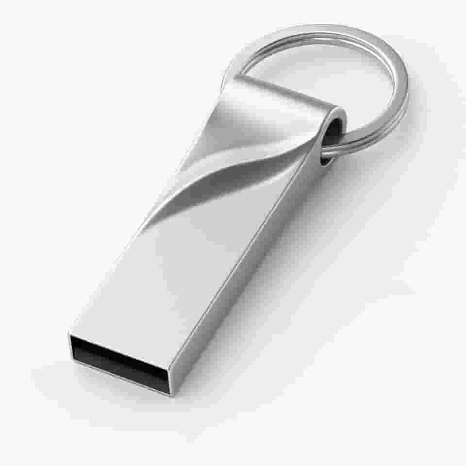 Pendrive 16GB 32GB – Unidade Flash Drive Metálica para PC, Notebook e Smart TV, Prateado Chaveiro Sem Tampa(Cromado,32gb)