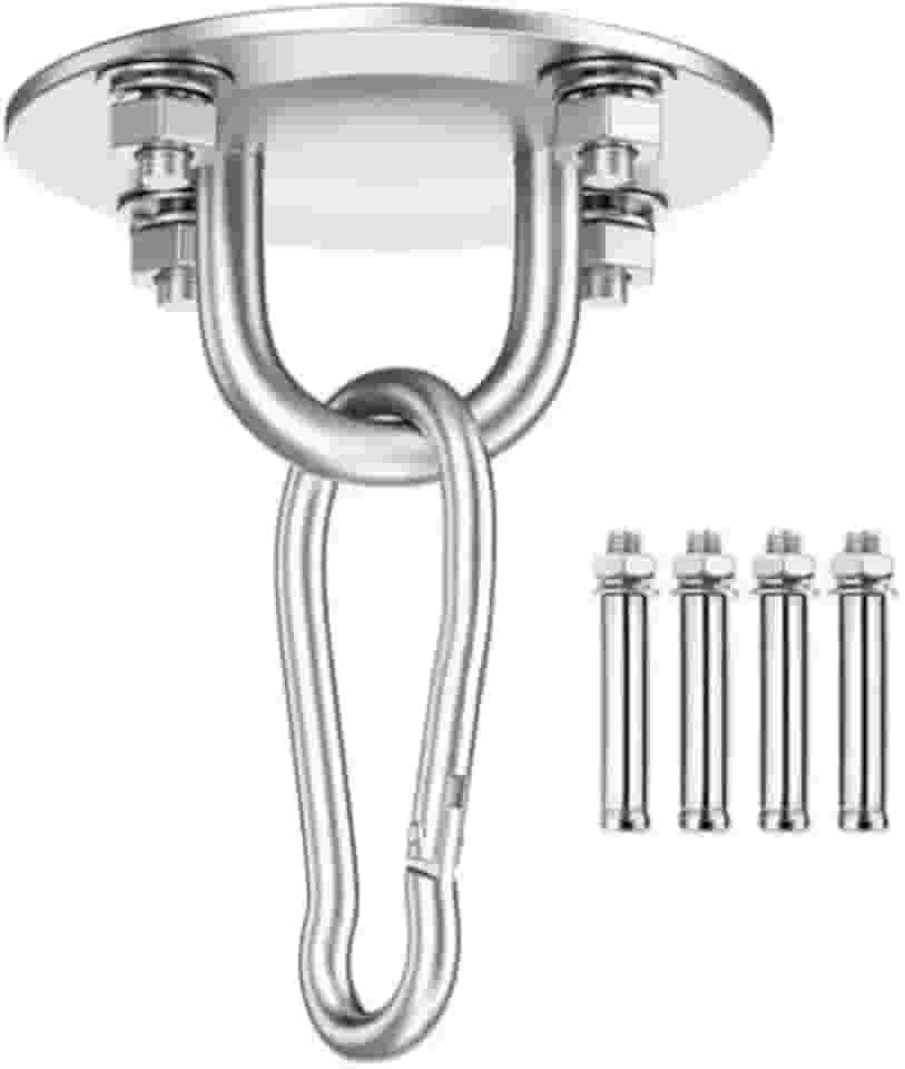 Suporte de Teto, para Saco de pancada, Cadeiras de Balanço e Redes, Kit c Corrente e Mosquetões de Aço Inoxidáve, Capacidade 180 kg