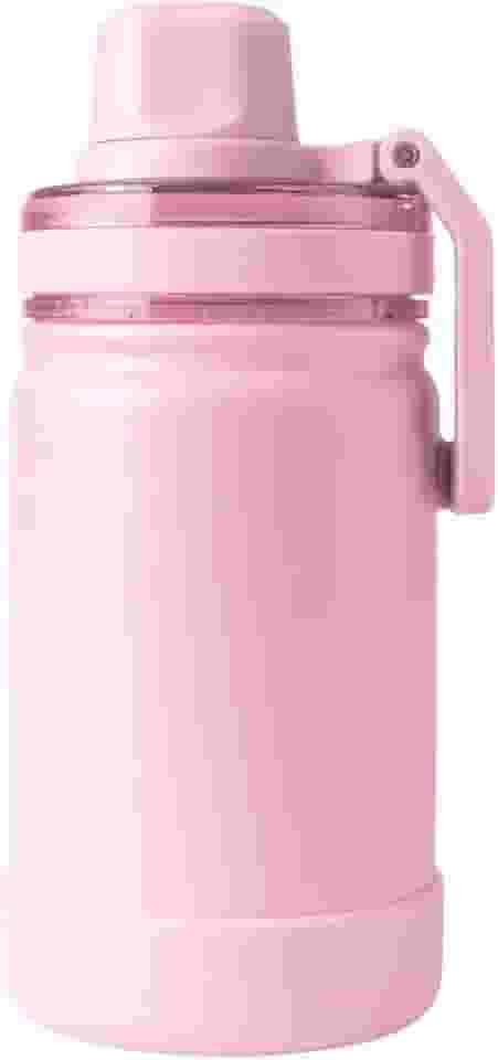 Garrafa Térmica Inox 350ml com Canudo, Alça Ergonômica e Base de Borracha Antiderrapante (Rosa)
