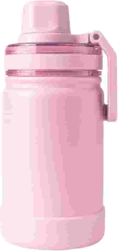 Garrafa Térmica Inox 350ml com Canudo, Alça Ergonômica e Base de Borracha Antiderrapante (Rosa)