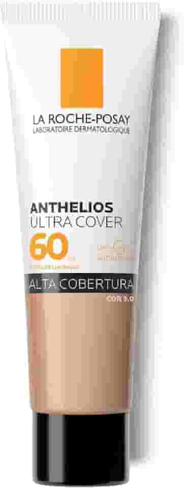 La Roche-Posay, Ultra Cover, Protetor Solar com Cor e Performance de Maquiagem, 12h de cobertura de base em uma única camada, Textura Fluida, Oil free, Toque Seco, FPS60, 30g