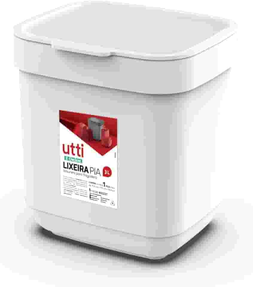 Ordene - Lixeira para Pia de 3 Litros, Cor Branca, Linha Utti