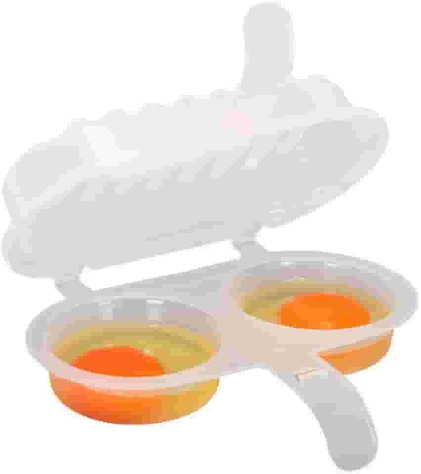 Moldes para Fritar Ovo, Anel para Fritar Ovo, Forma Cozinha Ovo Omelete Direto No Microondas FáCil RáPido Omeleteira 2 em 1, 18×16×6cm