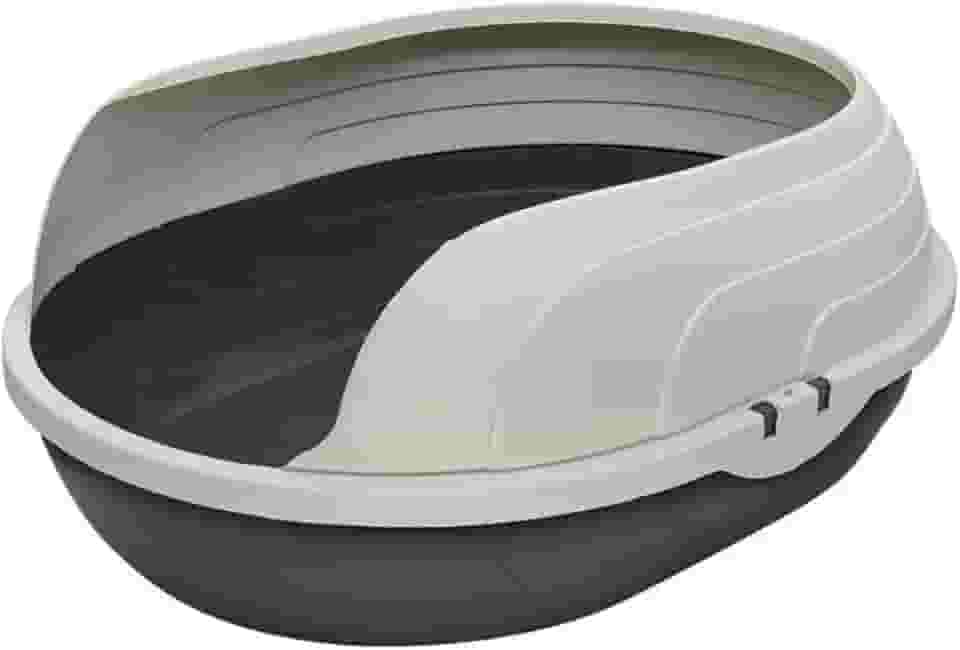 Banheira para Gatos com Arco, Preta e Branca, Grande 47x38cm, Bandeja Removível