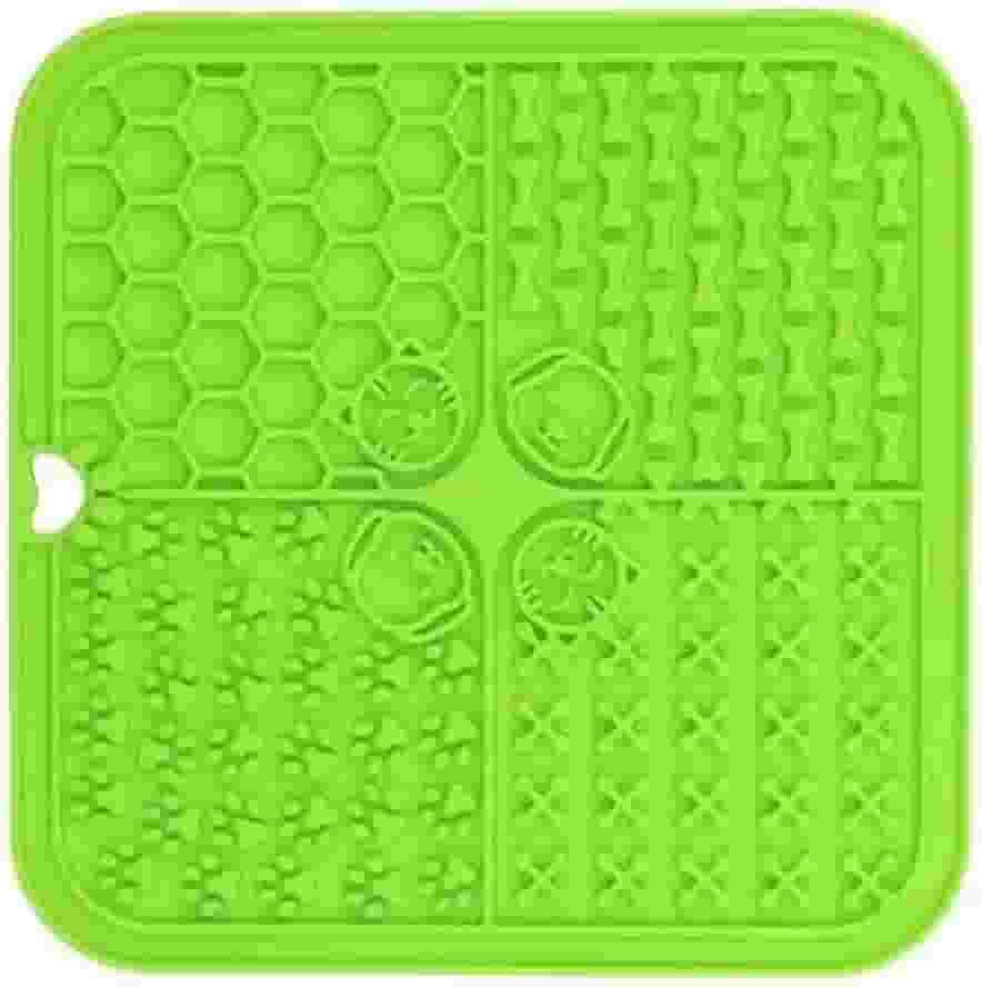 Tapete Interativo Lamber | Comedouro Lento de Silicone - Para Cães e Gatos Antiestresse (Verde)