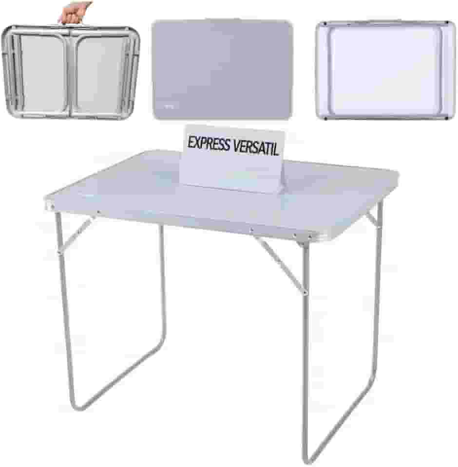 Mesa Dobrável Portátil de Alumínio Com Tampo De Mdf Premium, 80 x 60 cm, Conversível em Maleta