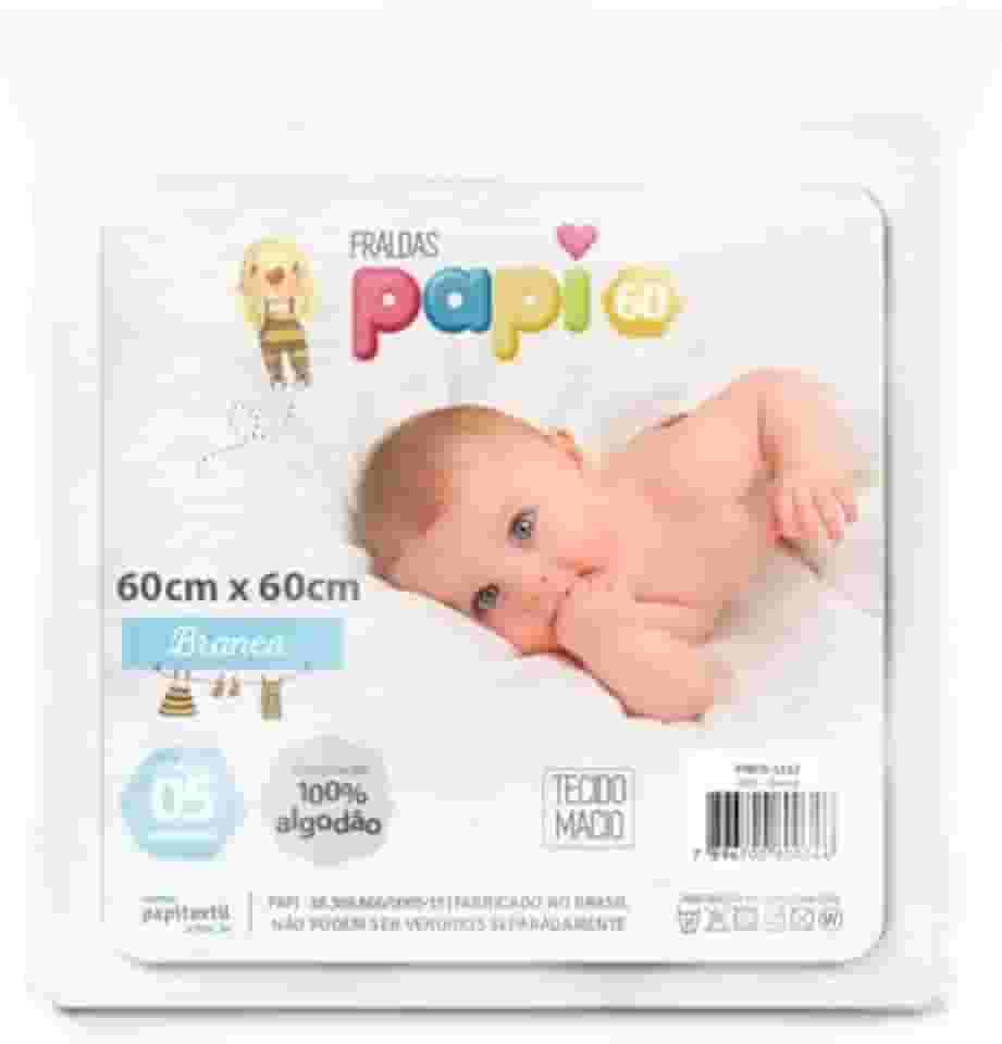 Fralda de Pano Tecido Duplo Rosa 60x60Cm Kit com 05 Un Papi Linha Premium M5 Armarinhos (Neutro)