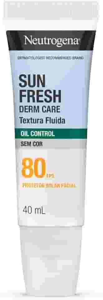 Neutrogena Sun Fresh Derm Care Oil Control Fluido, Sem Cor, FPS 80, 40mL