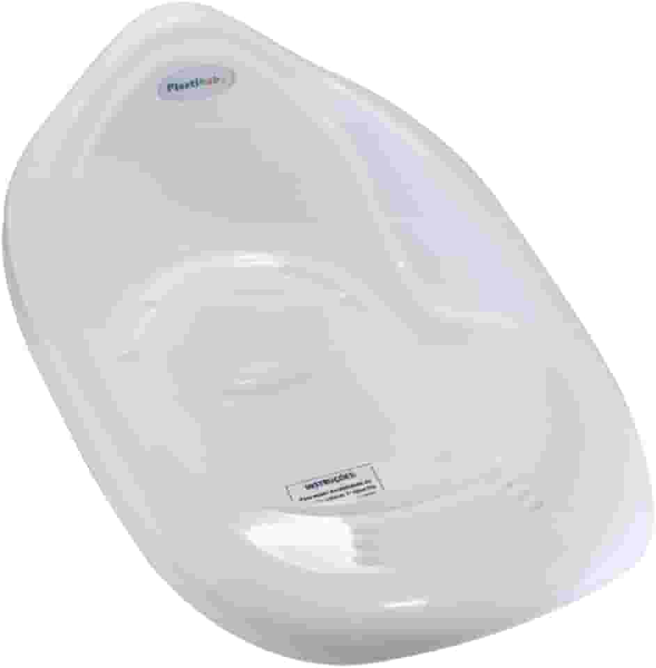 BANHEIRA DE BEBÊ PEROLADO 22L PLASTIBABY RESISTÊNTE COM VALVÚLA DE ESCOAMENTO (Branco)