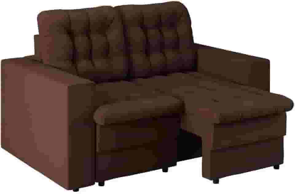 Sofá 2 Lugares Retrátil Lubeck Plush Suede Marrom 140 cm