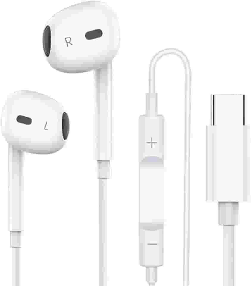 Fones de ouvido tipo C para iPhone 15 15 Pro 15 Pro Max 16 16 Pro Max com fio, fones de ouvido estéreo compatíveis com a maioria dos dispositivos com conector tipo C.
