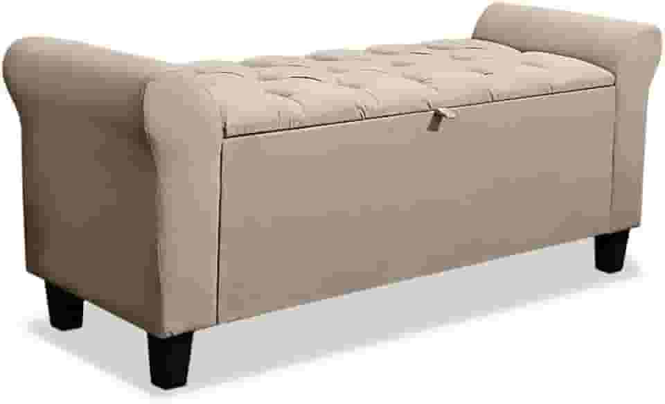 Baú Recamier Banco Calçadeira Capitonê 130 cm Para Casal Dubai - LH Móveis (Suede Cappuccino)