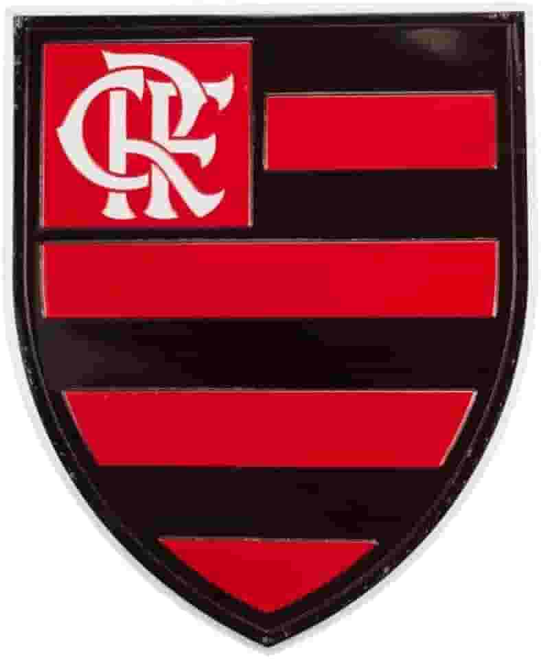 Mileno Placa Decorativa Metal Formato Escudo Flamengo, Prata, 20.5x16.5cm, Tema Futebol, Estilo Vintage, Montagem Parede