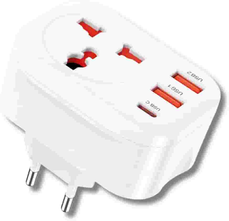 Adaptador Universal de Tomada com 2 USB + 1 Tipo-C | Carregamento Rápido Inteligente 3.4A | Compatível com Mais de 150 Países | Compacto e Essencial para Viagens