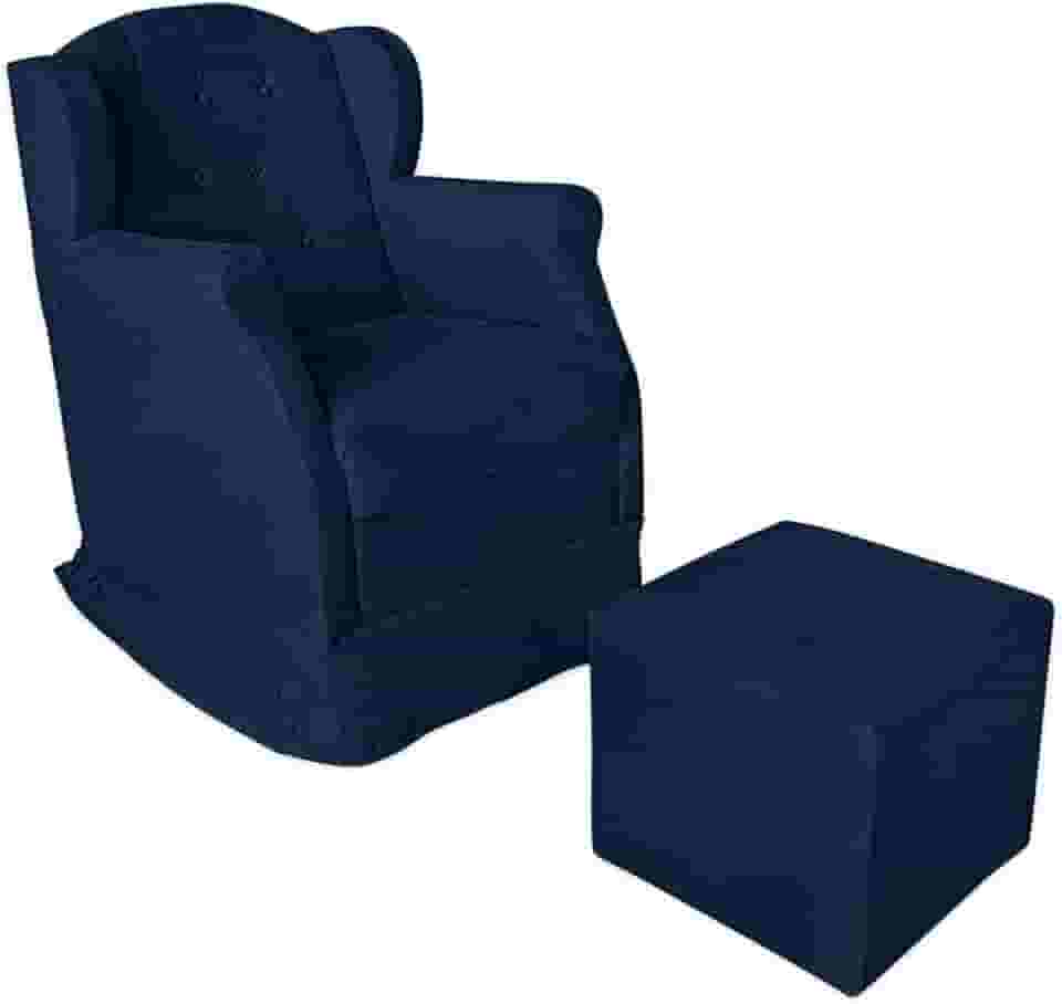 Poltrona de Amamentação Balanço Com Puff Platinum Decor (Azul Marinho)