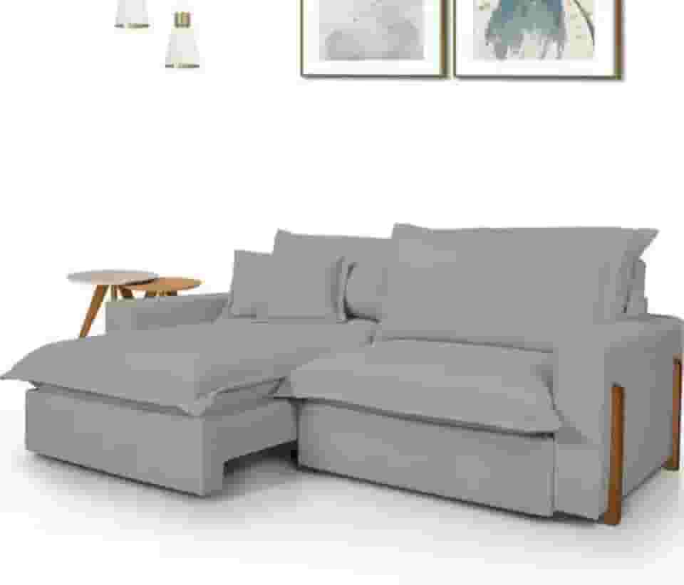 Sofá Retrátil e Reclinável Dubai, Estofado em Molas ensacadas, 2,10m. (Cinza)