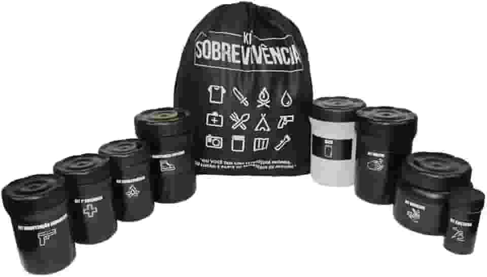 Kit Sobrevivência Atack One Completo Com 8 Potes, Diversos, Higiene, Costura, Primeiros Socorros, Sobrevivência, Manutenção de Coturno, Armamento e Extra
