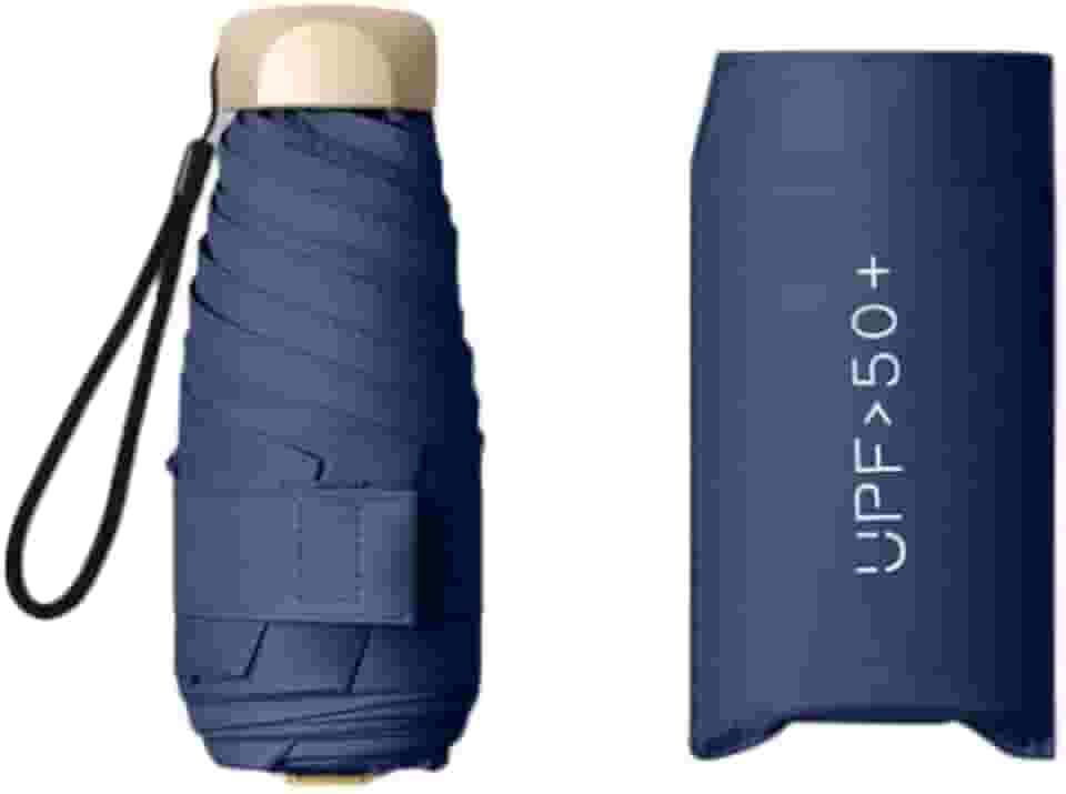 Miniguarda-chuva de viagem com capa, pequeno, compacto, com proteção UV, para sol e chuva, leve, à prova de vento, para mulheres, homens e crianças