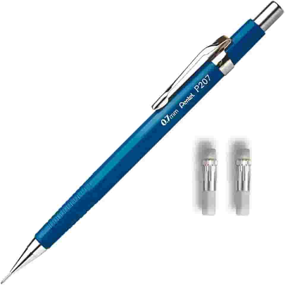 Lapiseira Sharp P200 Pentel 0.7mm Azul + 2 Refis de Borracha