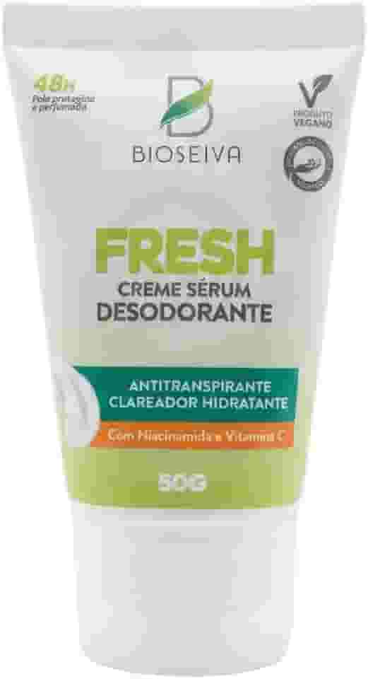 Creme Sérum Desodorante BioSeiva Fresh 50g | Antitranspirante Clareador Hidratante 48h Proteção