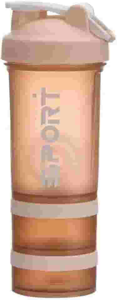 Coqueteleira Whey Shakeira Academia com Misturador, 650 ml, Compartimentos para Suplementos, Antivazamento (Peach)