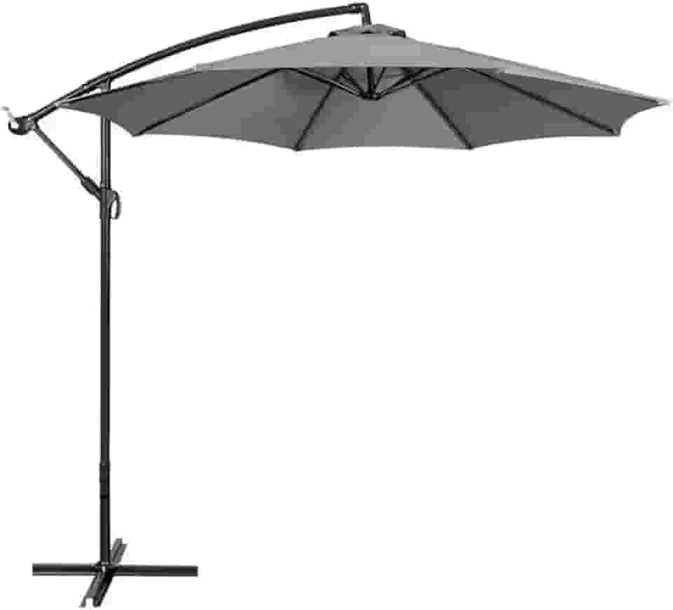 Ombrelone Lateral Suspenso 3m Alumínio com Manivela Cobertura em Poliéster Para Jardim e Varanda