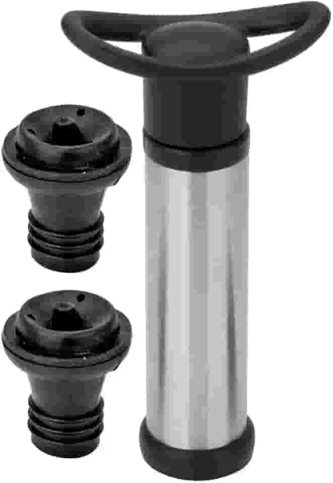 Bomba À Vácuo Para Vinho Com 2 Rolhas De Silicone Cor:Prata