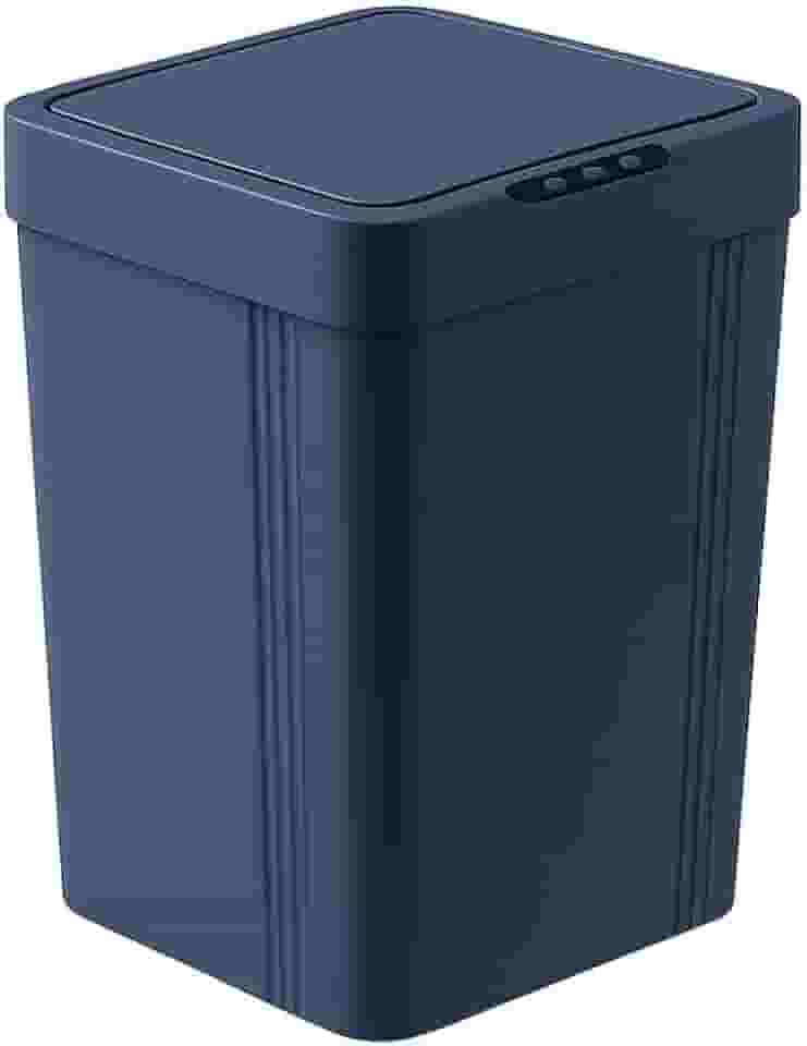 Lixeira Automática Inteligente Com Sensor De Abertura 13L para Banheiro Cozinha Quarto Sala Escritório Moderna e Compacta Design Premium (Azul Cinzento)